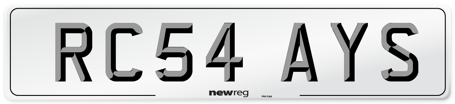 RC54 AYS Number Plate from New Reg